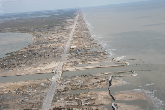 Storm surge damage caused by Hurricane Ike in 2008.